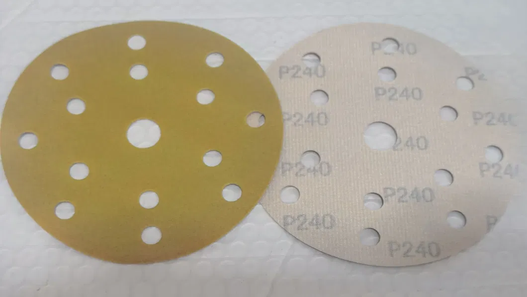 150mm Gold Aluminum Oxide Velcro Sandpaper Disc-Sanding Disc for Automobile